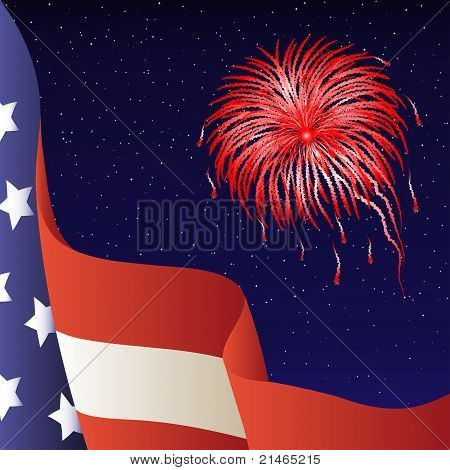 Vector illustration - 4th of July. American flag.
