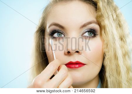 Professional Artist Fixing Fashion Model Make Up