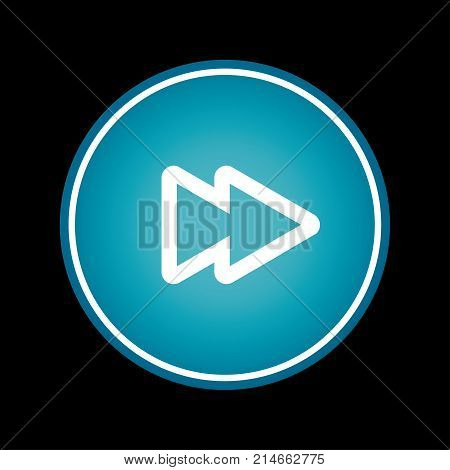 Fast forward button blue vector icon symbol. Black background