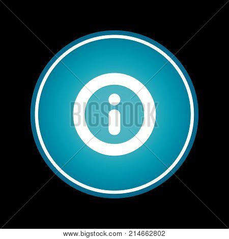 Info button blue vector icon symbol. Black background