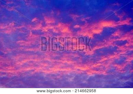 Pink clouds at sunset over Fort Covington, New York.
