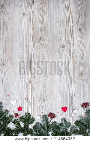Christmas background on the white wooden desk