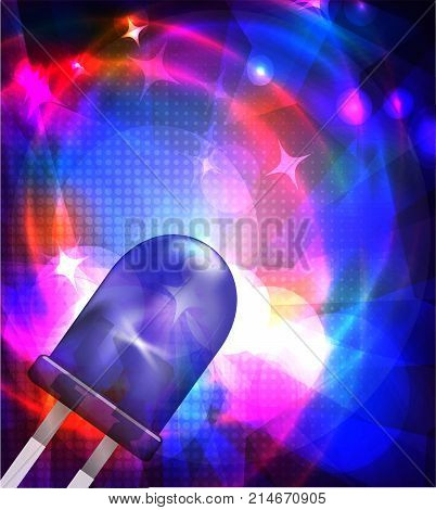 Designed with blue LED and rays. Colorful background for your design. Vector illustration.