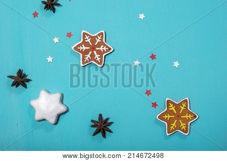 Christmas background on the white wooden desk