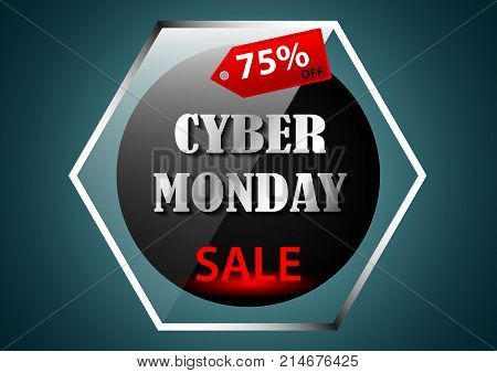 Cyber Monday sale transparent banner with discount label
