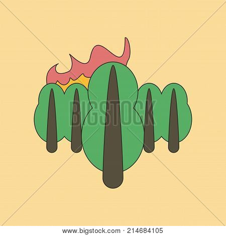 flat icon on stylish background fire in the forest