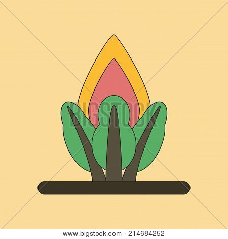 flat icon on stylish background fire in the forest