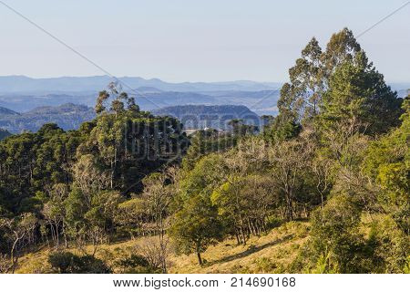 Farm Road In Valley And Mountains In Nova Petropolis