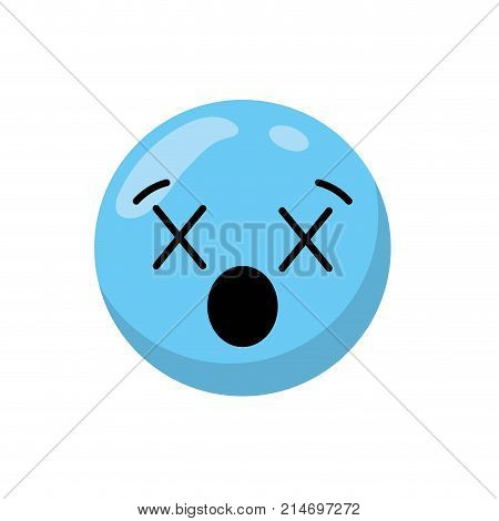 Blue cartoon face emoticon caricature and character theme Isolated design Vector illustration