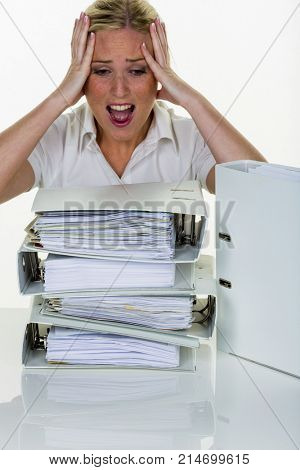 woman in the office with burnout