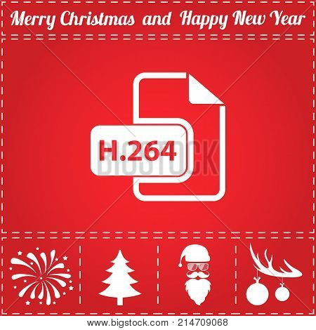 H264 Icon Vector. And bonus symbol for New Year - Santa Claus, Christmas Tree, Firework, Balls on deer antlers