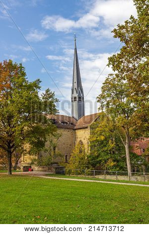 Maulbronn, Germany - oktober 19, 2017 Monastery Maulbronn from outside at a partly cloudy day