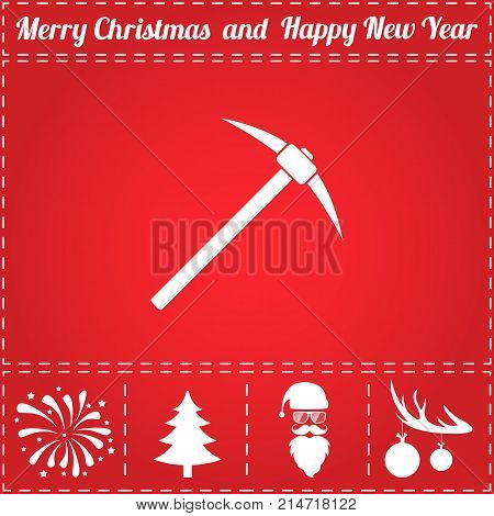 Pick Icon Vector. And bonus symbol for New Year - Santa Claus, Christmas Tree, Firework, Balls on deer antlers