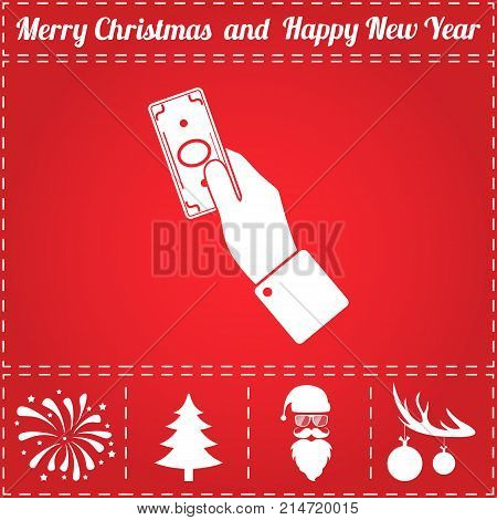 Rich Icon Vector. And bonus symbol for New Year - Santa Claus, Christmas Tree, Firework, Balls on deer antlers