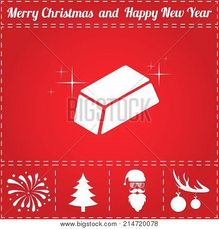 Ingot Icon Vector. And bonus symbol for New Year - Santa Claus, Christmas Tree, Firework, Balls on deer antlers