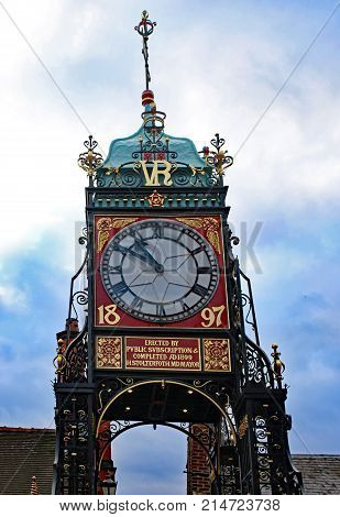 Clock Tower at the Eastgate city walls in Chester