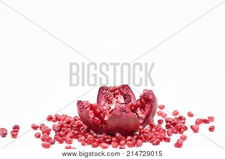 Pomegranate On A White Background.natural.for Isolation.