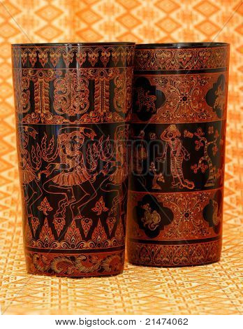Geleneksel Myanmar Lacqueware Bagan üzerinden