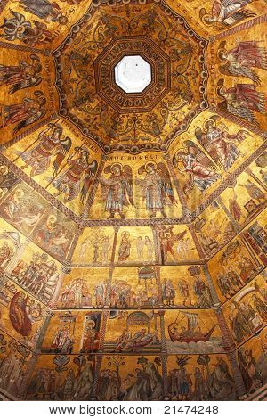 Gyldne mosaik i Døbefont af Santa Maria dei Fiore i Firenze, Italien