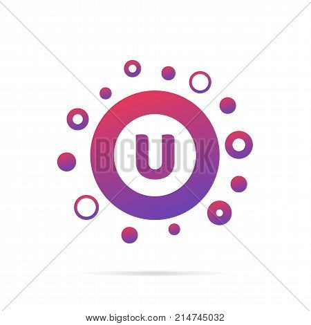 Modern concept of letter U and circles. Symbol design vector illustration isolated on white background