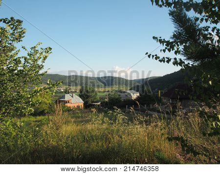 A View Of The Village Of Shiryaevo In The Samara Region Of Russia Located Near The Mountains. There