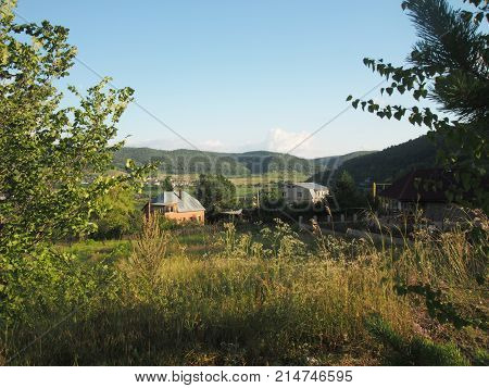 A View Of The Village Of Shiryaevo In The Samara Region Of Russia Located Near The Mountains. There