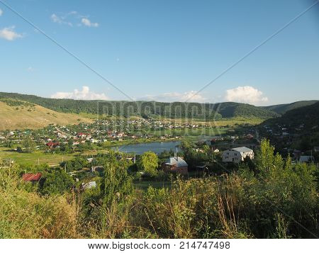 A View Of The Village Of Shiryaevo In The Samara Region Of Russia Located Near The Mountains. There