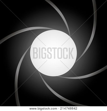 Secret agent gun barrel inside. Super agent theme vector background. Inside pistol barrel swirl and spiral illustration on black background
