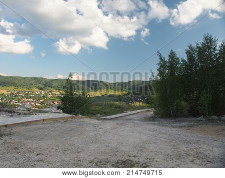 A View Of The Village Of Shiryaevo In The Samara Region Of Russia Located Near The Mountains. There