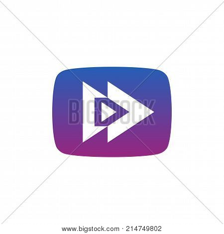 Symbol of play button with arrow logo design vector illustration. Arrow sign.