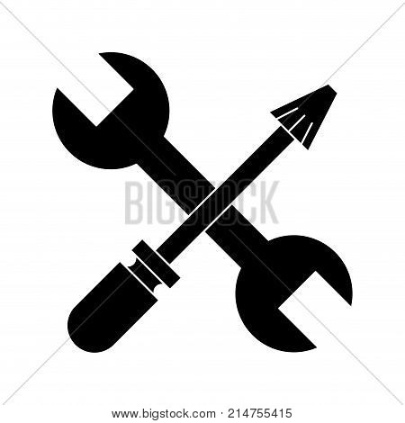 Wrench and screwdriver of tool instrument and repair theme Isolated design Vector illustration