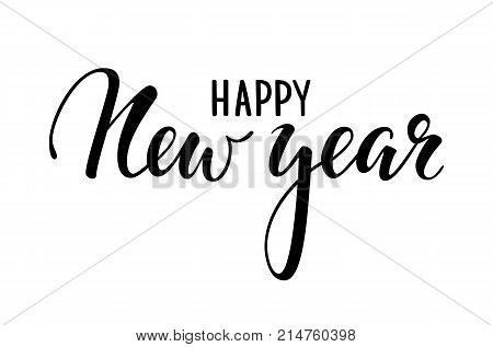 Happy New Year. Hand drawn creative calligraphy brush pen lettering. design holiday greeting cards and invitations of Merry Christmas and Happy New Year banner poster logo seasonal holiday.
