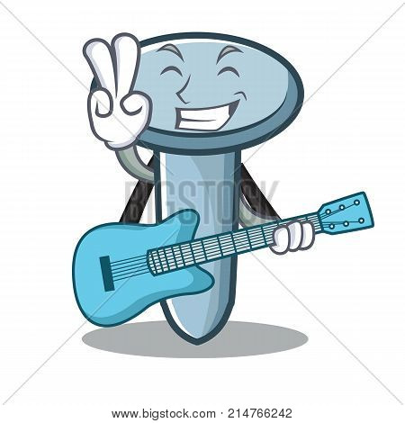 With guitar nail character cartoon style vector illustration