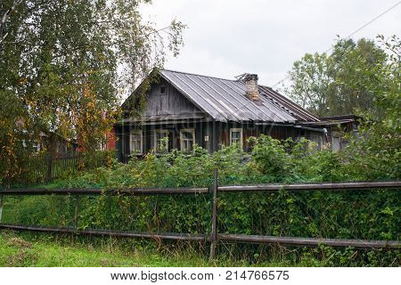 A typical wooden rural house in Northern Karelia, Russia.