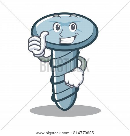 Thumbs up screw character cartoon style vector illustration