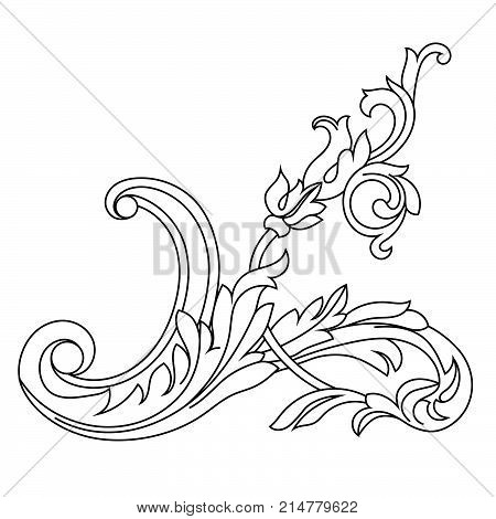 Black vintage ornament, baroque ornament, scroll ornament, engraving ornament, border ornament, floral ornament, retro pattern, antique pattern, style acanthus pattern, foliage pattern, swirl pattern decorative pattern, filigree pattern. vector