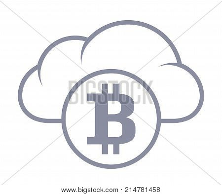 Bitcoin in cloud.  Sync and storage. Line style.