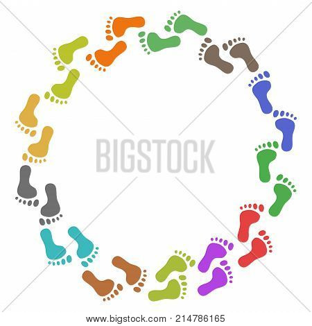 isolated color feet around with copy space on white background