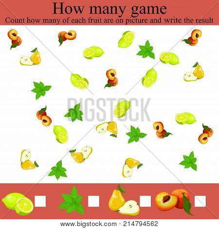 Learning mathematics, numbers. Mathematics task, worksheet.Tasks for counting for preschool kids, children. how many objcets game. Counting Game for Preschool Children.