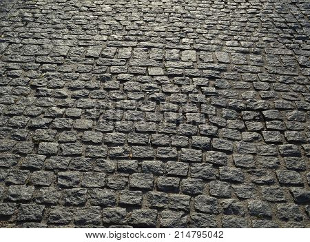 old stone paving stones, texture of the road