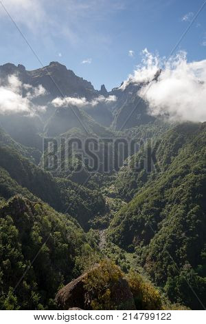 Pico do Arieiro seen from Balcoes Viewpoint Ribeiro Firo Madeira Portugal