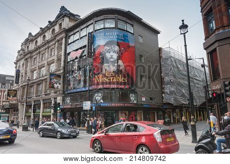 Shaftesbury Avenue, Soho, London-September 6,2017: Queen´s theatre on Shaftesbury Avenue on September 6 ,2017 in London ,United Kingdom