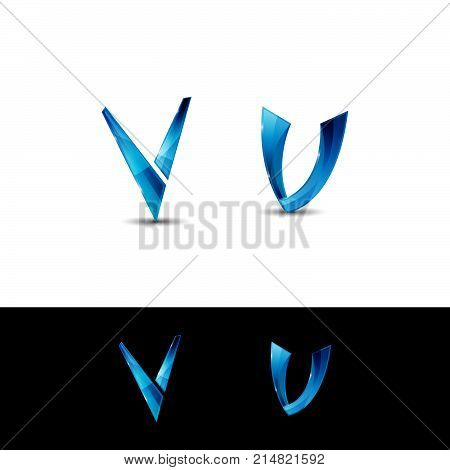 Set of letter V logo ,3D style, Simple and elegant Alphabetical Logo Design Concepts Letter V vector