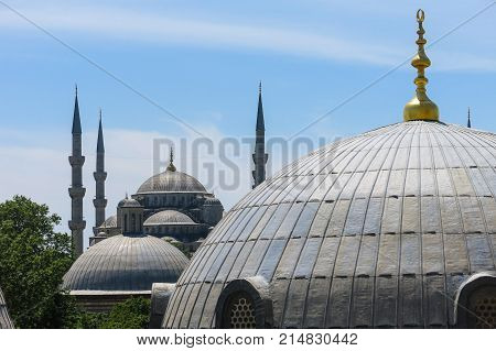 The Blue Mosque And Saint Sophie Cathedral, Istanbul, Turkey.