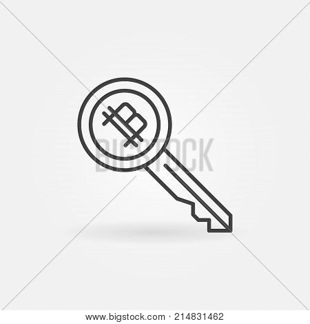 Bitcoin key concept vector icon or symbol in thin line style