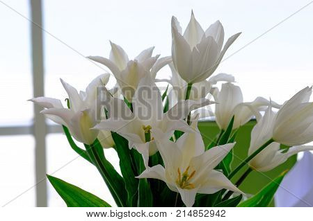 Beautiful flowers on table in wedding day.