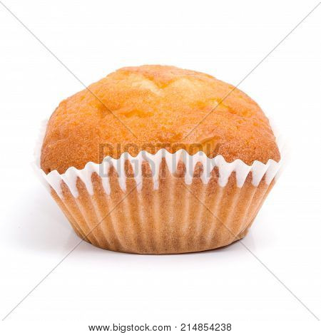 One muffin cake isolated on white background