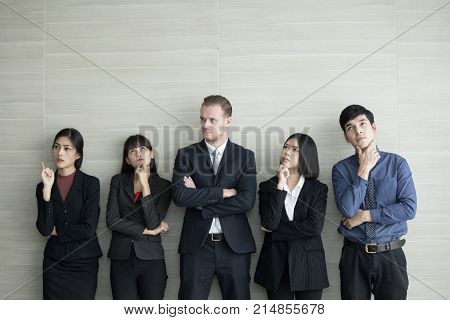 Business People Standing With Team At Office Place, Businrss People With Teamwork Concept, 20-30 Yea