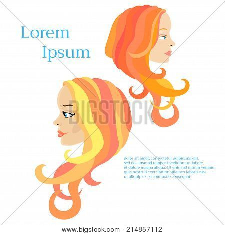 Vector woman with red and curly hair