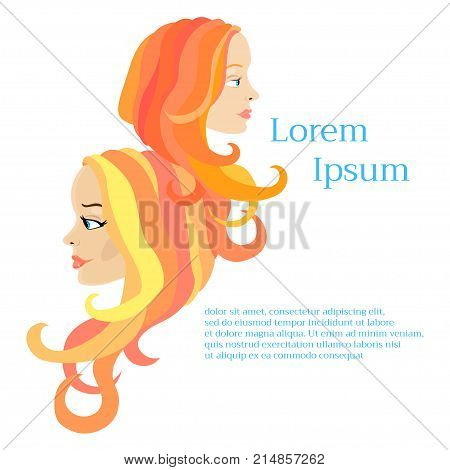 Vector woman with red and curly hair